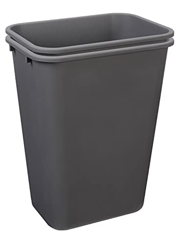 Grey 10 Gallon Commercial Office Wastebasket - 2 Pack