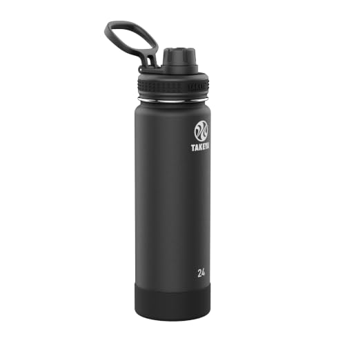 Insulated Stainless Steel Water Bottle 24 oz - Onyx, Leakproof, Keeps Drinks Cold 24H, Fits Most Cup Holders
