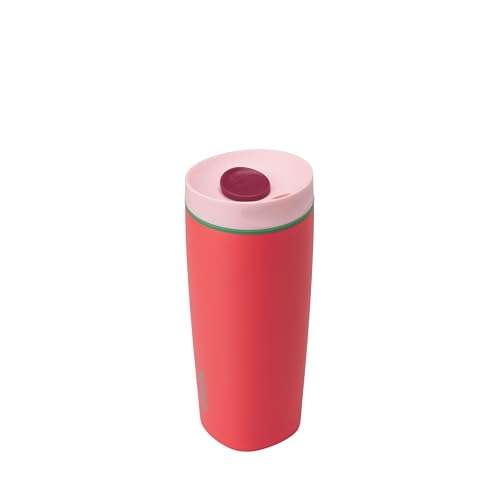Owala SmoothSip Slider Insulated Stainless Steel Coffee Tumbler, Reusable Iced Coffee Cup, Hot Coffee Travel Mug, BPA Free 12 oz, Pink (Pucker Up)