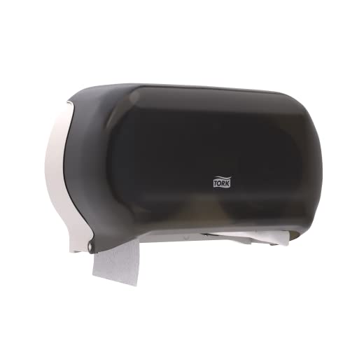 Twin Jumbo Toilet Paper Dispenser Smoke T22 - High Capacity with Lock & See-Through Window
