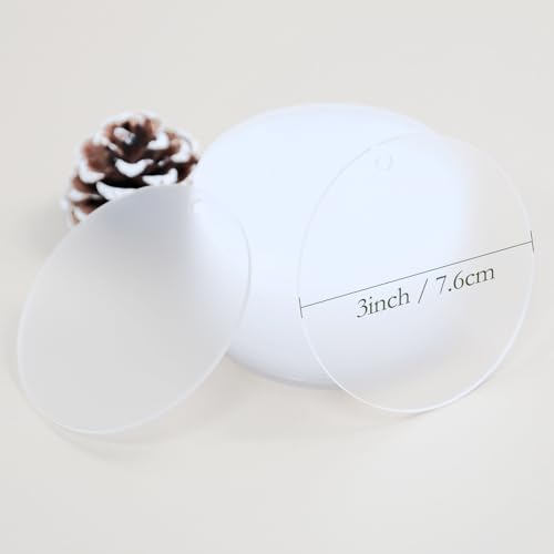 20 PCS Frosted Acrylic Ornament Blanks 3 Inch Acrylic Circles Blanks with Hole, Frosted Glass Ornament for Crafts, Perfect for DIY Christmas Ornaments