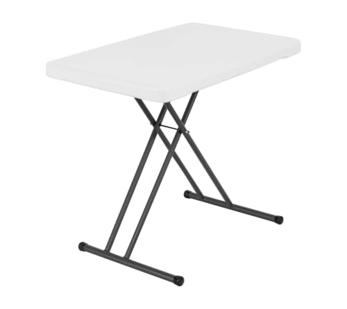 Adjustable Folding Laptop Table TV Tray - 30 Inch White Granite