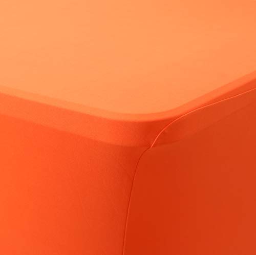 Obstal 6ft Stretch Spandex Table Cover for Standard Folding Tables - Universal Rectangular Fitted Tablecloth Protector for Party （Orange, 72 Length x 30 Width x 30 Height Inches）