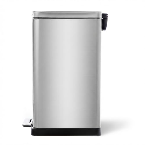 Home Zone Living 12 Gallon Slim Fit Kitchen Trash Can Silver with Soft-Close Lid
