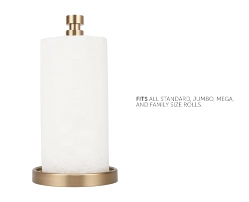 Countertop Paper Towel Holder with Heavy Duty Steel Stand & Non-Slip Base - Warm Gold