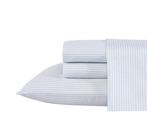 Queen Cotton Sateen Sheet Set with Fitted Deep Pocket & Pillowcases - Ramona Blue