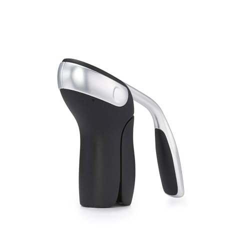 OXO Steel Wine Bottle Opener with Foil Cutter - Black Corkscrew, 2.1 Version