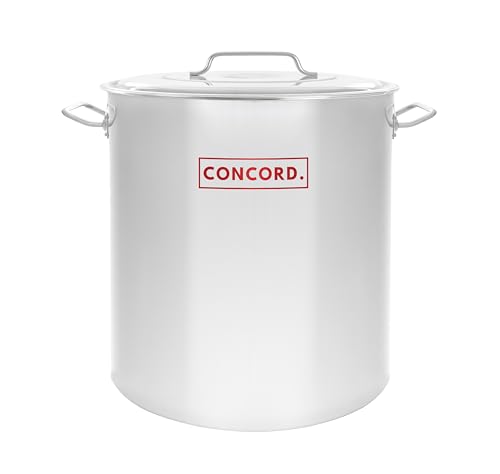 Concord 40-Quart Stainless Steel Stock Pot with Lid - Heavy Duty Commercial Kitchen