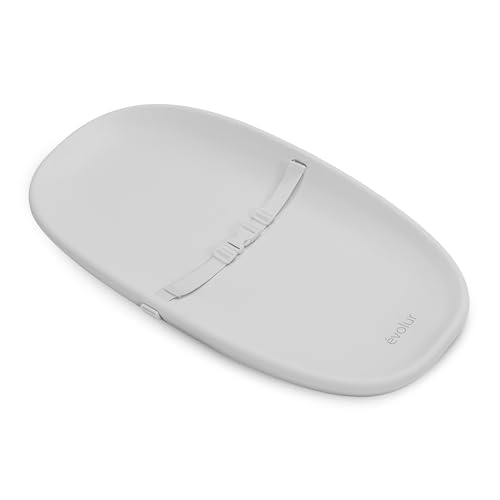 Evolur Eva Waterproof Changing Pad - Light Gray, Safety Strap & Contoured Walls
