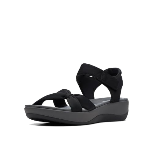 Clarks Women's Arla Shore Ankle Strap Athletic Sandals - Black Textile, Size 8