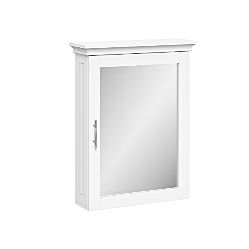 Wall Cabinet for Bathroom Medicine Storage with Mirror - White, 19.3 x 6 x 24.9 Inches - Soft Close Hinges