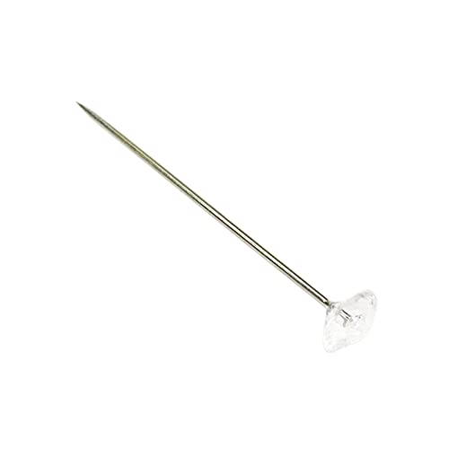 100Pcs Transparent White Sewing Pins, 38mm/1.5Inch Acrylic Diamond Head Pins Crystal Head Corsage Pins for Dressmaking Jewelry Components Flower Decoration