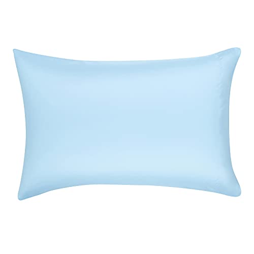Amazon Basics Full/Queen Blue Stripe Comforter Set with Sheets - 7-Piece Bed-in-a-Bag, Microfiber Bedding