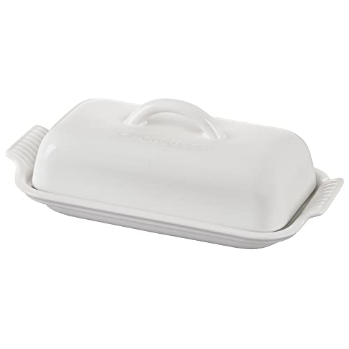 Le Creuset Heritage White Stoneware Butter Dish - Durable, Nonstick, Dishwasher Safe