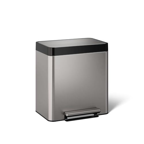 Kohler 20942-ST 8 Gallon Compact Hands-Free Stainless Steel Trash Can with Foot Pedal