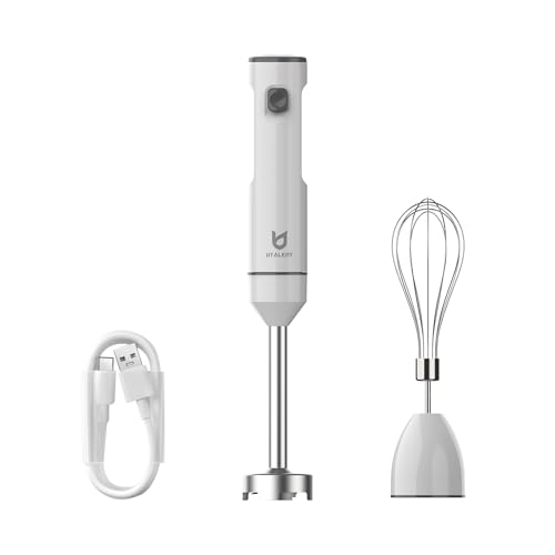 Cordless Hand Blender with Whisk - Rechargeable Food Mixer for Smoothies & Soups