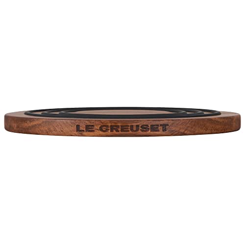 Le Creuset Magnetic Wooden Trivet, Acacia Wood with Black Silicone