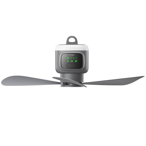Portable Ceiling Fan with Light and 12000mAh Battery - Wireless Camping Fan