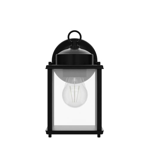 MATAMEYE Black Outdoor Wall Lantern 8.27 Inch Waterproof Sconce with Beveled Glass Shade, 2 Pack