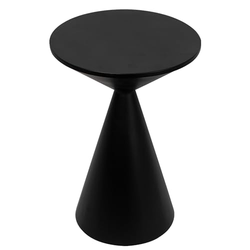 Black Small Drink Table - Round Martini Side Table for Small Spaces