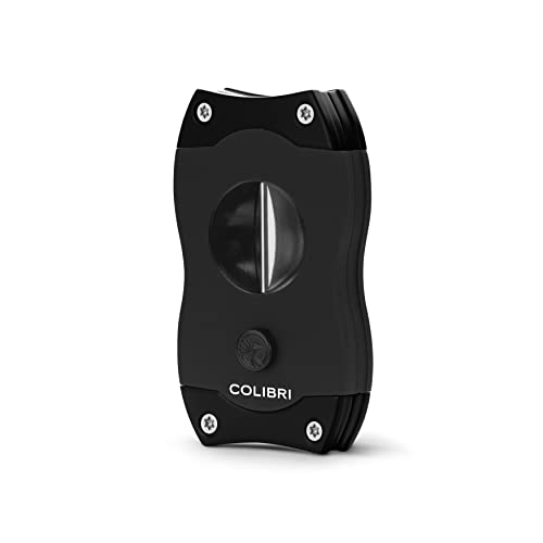 Colibri Premium V-Cut Cigar Cutter Black - Stainless Steel, Up to 60+ Ring Gauge, Gift for Cigar Enthusiasts