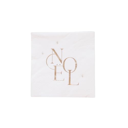 Bonjour F?te Noel Cocktail Paper Party Napkins | 3-Ply Fancy Napkins for Christmas, Holiday, and Birthday Decorations | Small Napkins | Gold Foil, Pack of 20, 5" Folded | Premium Party Supplies