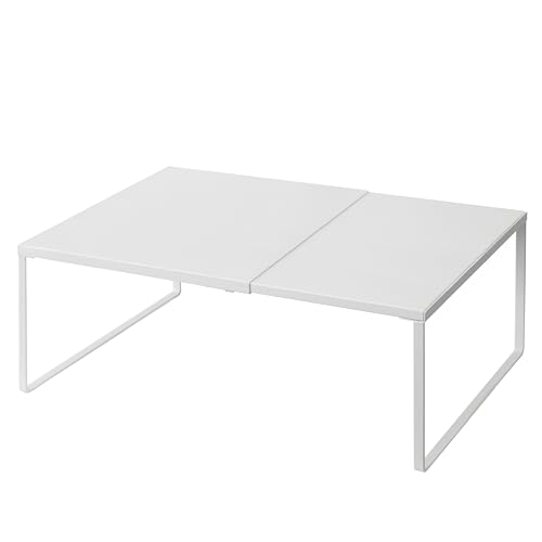 Nxconsu Expandable Cabinet Shelf Riser White 11.8" Deep, Adjustable Width 14.56-24.6"