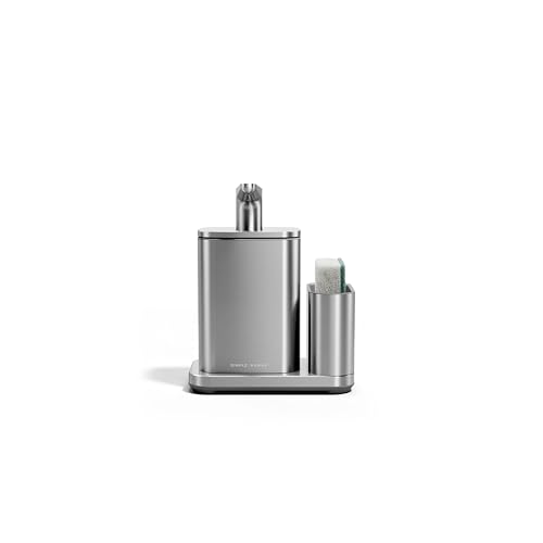 16 oz Dish Soap Dispenser with Sponge Caddy - Brushed Stainless Steel