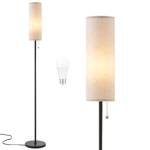 Beige 64-Inch Floor Lamp with 9W LED Bulb & Adjustable Color Temperature