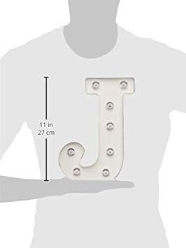 Silver Metal Marquee Letter J - 9.87” Tall Galvanized Decor for Events & Home