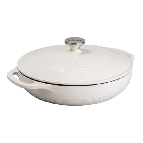 Cast Iron Enamel Braiser 3.6 Qt - Oyster White, Moisture-Locking Lid
