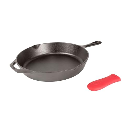 Lodge 12-Inch Pre-Seasoned Cast Iron Skillet with Silicone Handle Cover