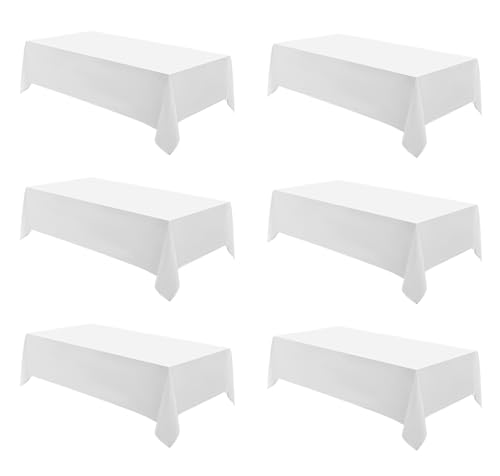 White Rectangle Tablecloth 90x156 Inch 6 Pack for 8ft Tables - Aocoz