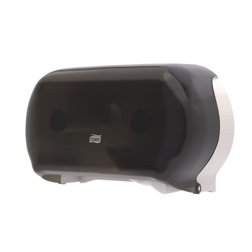 Twin Jumbo Toilet Paper Dispenser Smoke T22 - High Capacity with Lock & See-Through Window