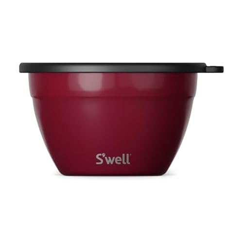 Stainless Steel Salad Bowl Kit 64oz with Leakproof Lid & Removable Tray - Wild Cherry Variation