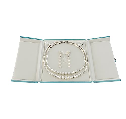 Large Necklace & Earrings Jewelry Case - Aqua Velvet Presentation Box, Scandinavian Design