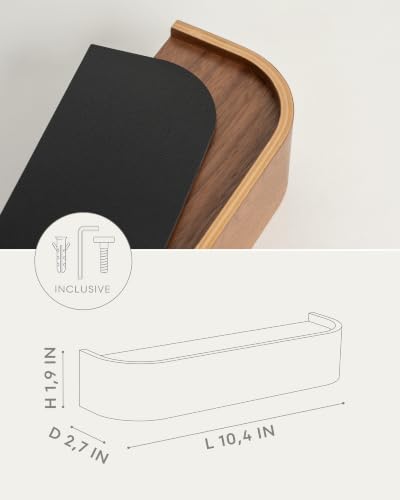 Walnut Key Holder Wall Mount with Shelf - Minimalist 6-Hook Entryway Organizer