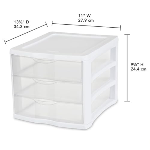 Sterilite Wide 3-Drawer Storage Unit Set - 8 Pack for Home & Office Organization