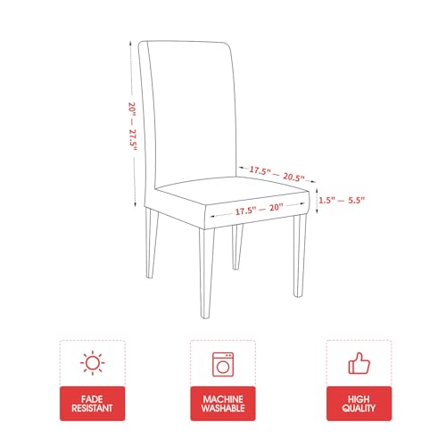 Horaldaily Red Christmas Pine Tree Star Chair Covers 8PCS - Holiday Home Decor