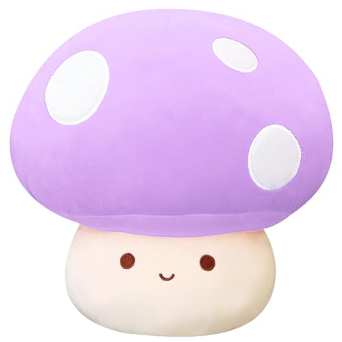 Kawaii Plush Mushroom Toy Pillow, Cute Plushies Mushroom Doll Gift for Kids(Purple,35cm/13.8in)