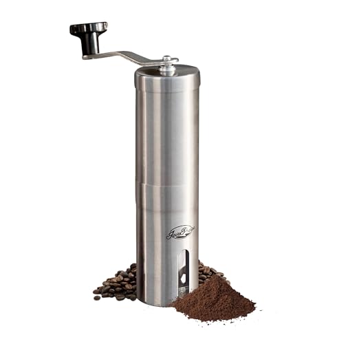 Manual Stainless Steel Coffee Grinder with 18 Adjustable Conical Burrs for Travel & Camping