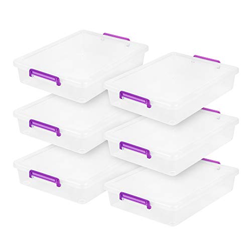 Stackable Clear 6 Qt Storage Bins with Lids - 6 Pack, Made in USA