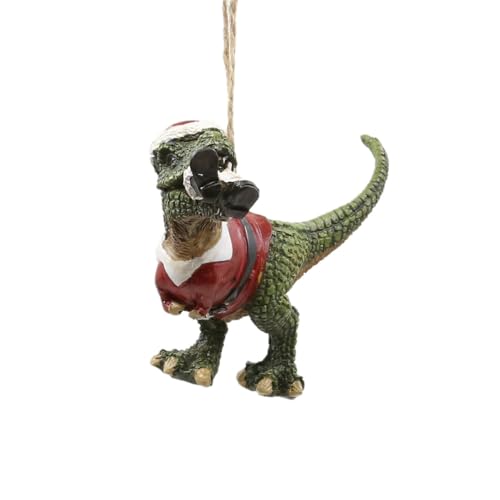 4.5-Inch T-Rex Eating Santa Christmas Tree Ornament – Quirky Holiday Decor