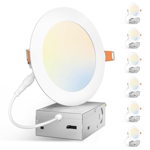 Amico 6 Pack 5 Inch Ultra-Thin LED Recessed Ceiling Lights - Dimmable, 5 Color Temp