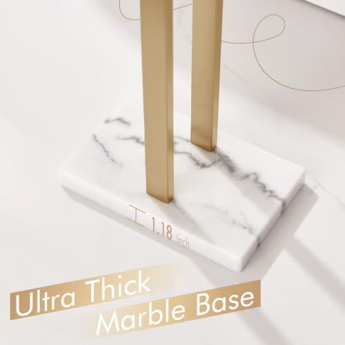 Standing Towel Rack with Marble Base - 2-Tier Bathroom Towel Holder - Champagne Bronze