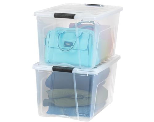 IRIS USA 2-Pack 72 Quart Clear Stackable Storage Bins with Lids - Made in USA