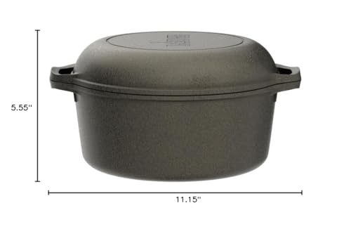 Lodge Cast Iron Double Dutch Oven - Pre-Seasoned 2-in-1 Cast Iron Cookware - Pot & Skillet Combo - Even Heat Retention - Oven-Safe, Versatile Pot - 5 Quart