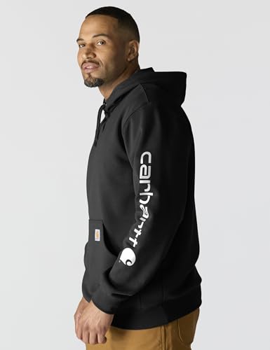 Carhartt Men's Logo Sweatshirt Black Large - Iconic Workwear Hoodie