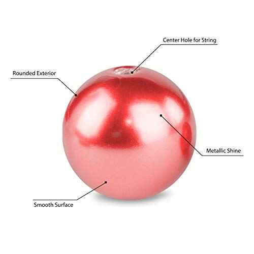 Super Z Outlet Elegant Glossy Polished Pearl Beads for Vase Fillers, DIY Jewelry Necklaces, Table Scatter, Wedding, Birthday Party Home Decoration, Event Supplies (8 Ounce Pack, 70 Pieces) (Red)