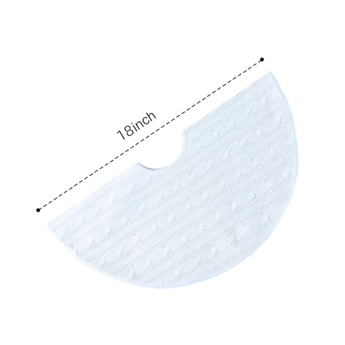 18 Inch Mini Knitted Christmas Tree Skirt, White Holiday Decorative Mat for Xmas Indoor Home Decor, Festive Tabletop Ornament (White)